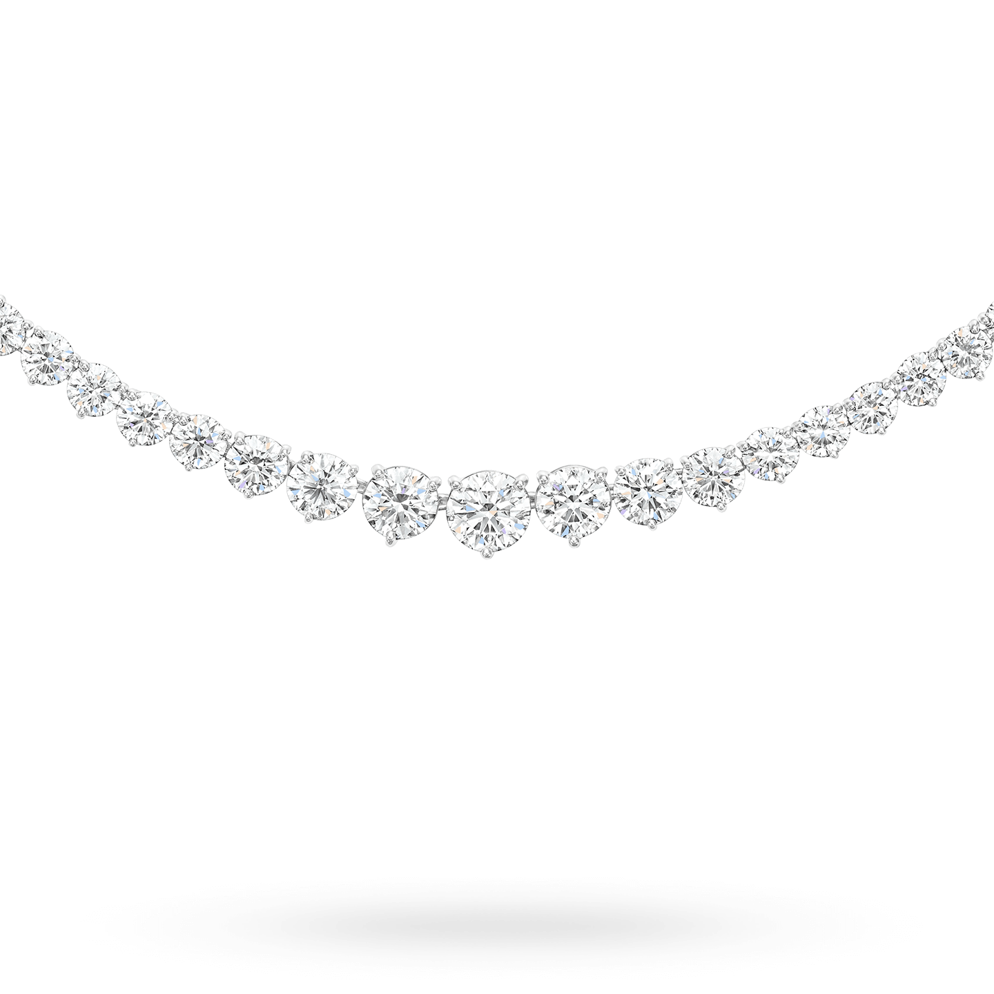 Close-up view of the Round Brilliant Straightline Diamond Necklace