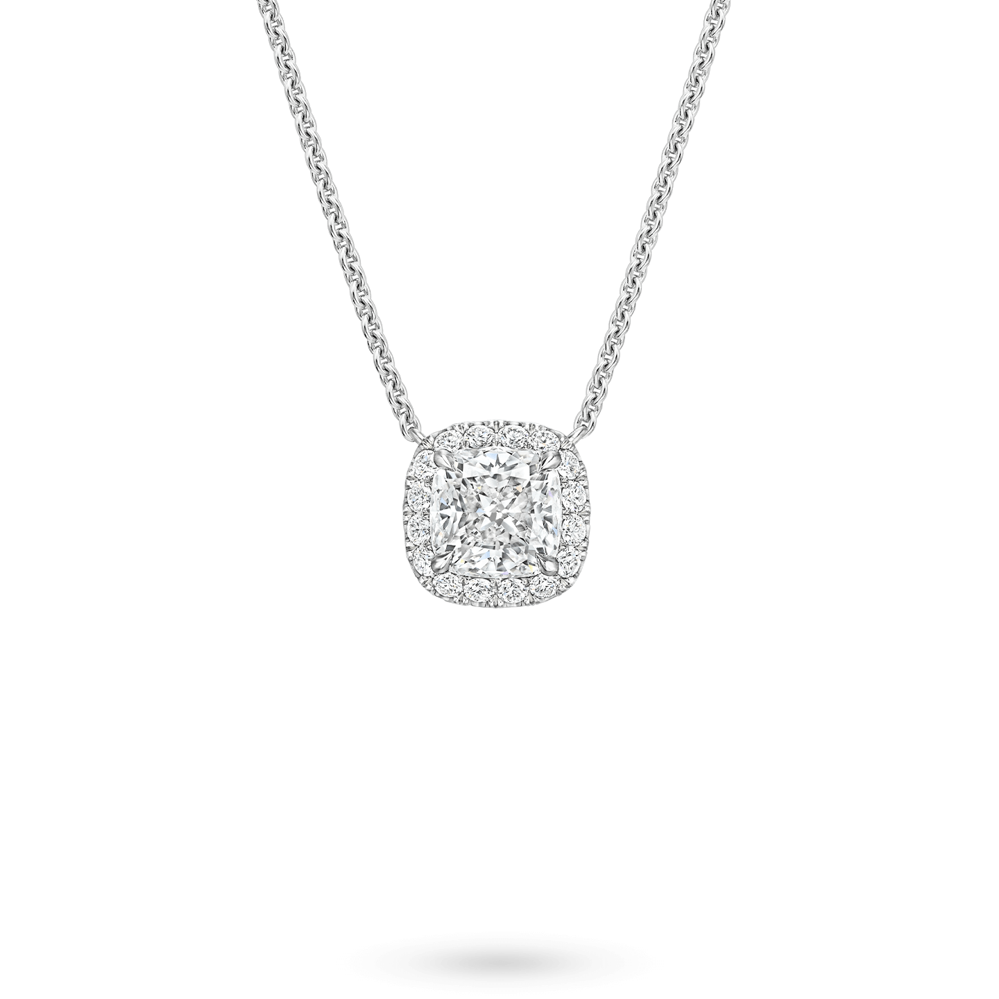 Cushion-Cut Diamond Micropavé Pendant on a chain