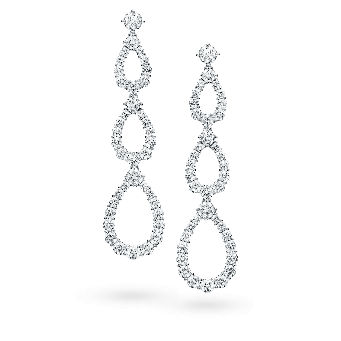 Front view of the Diamond Loop Triple Diamond Loop Diamond Earrings