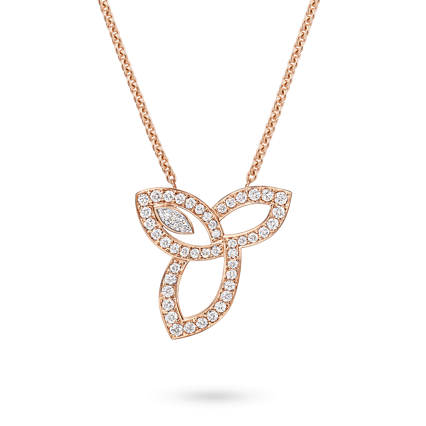 Lily Cluster Rose Gold Diamond Pendant on a chain