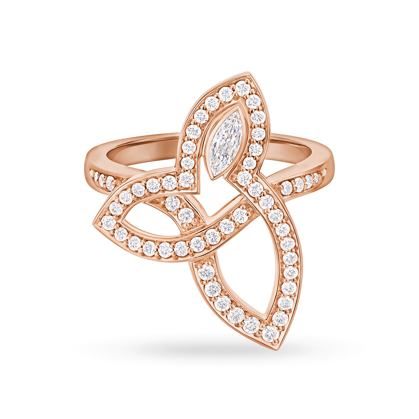 Front view of the Lily Cluster Rose Gold Diamond Ring