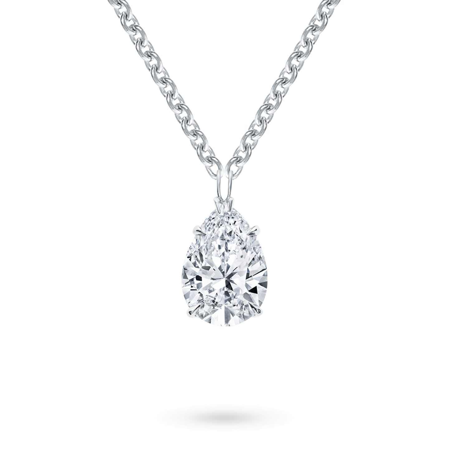 Pear-Shaped Diamond Solitaire Pendant on a chain