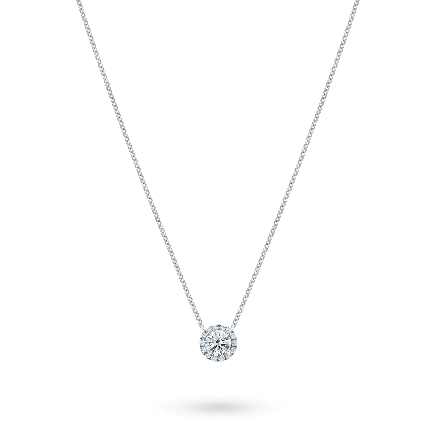 Round Brilliant Diamond Micropavé Pendant on a longer chain