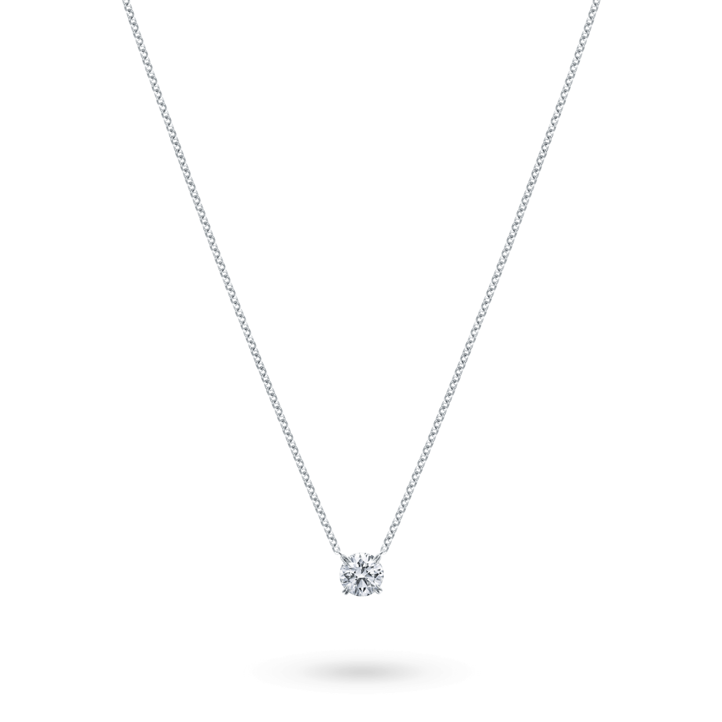 Round Brilliant Diamond Solitaire Pendant on a longer chain